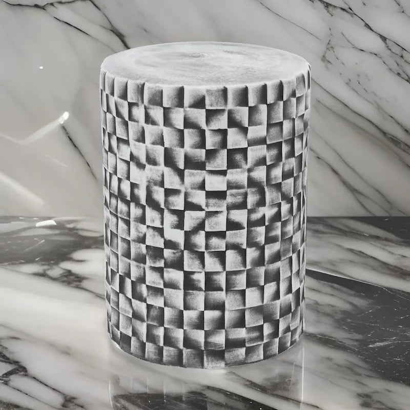 Table d'appoint 45 cm, Céramique, Cylindrique, Géométrie texturée