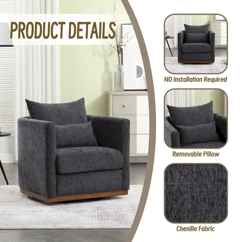 Fauteuil pivotant avec base métallique robuste et design ergonomique