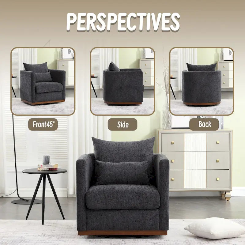 Fauteuil pivotant avec base métallique robuste et design ergonomique
