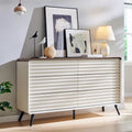 Commode moderne du milieu du siècle à 6 tiroirs, en bois cannelé