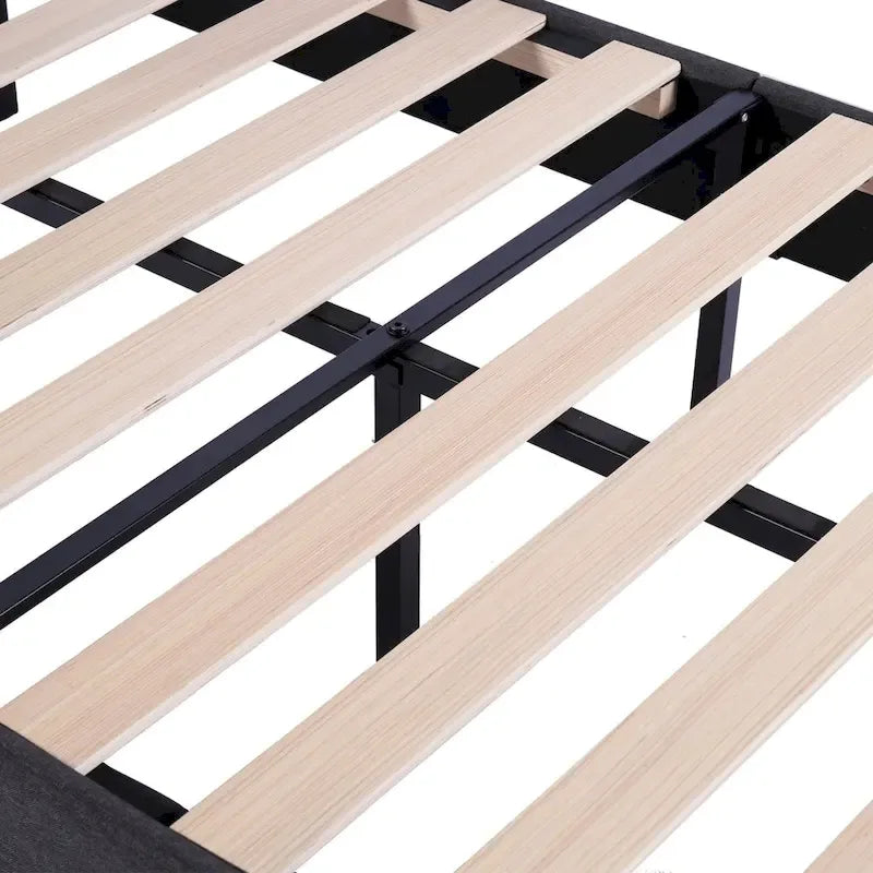 Lit plateforme rembourré moderne avec tête de lit réglable