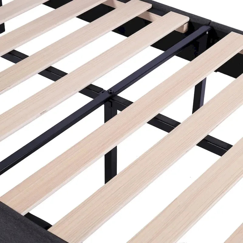 Lit plateforme rembourré moderne avec tête de lit réglable
