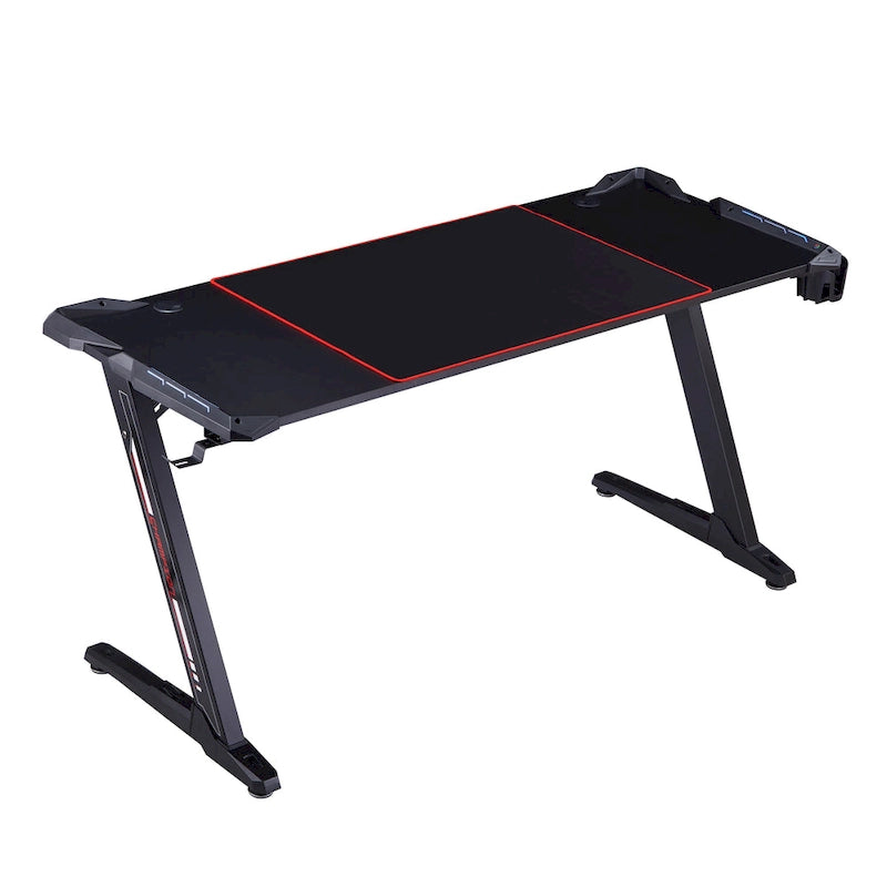 Bureau d'ordinateur moderne en acier noir de 67 pouces avec USB