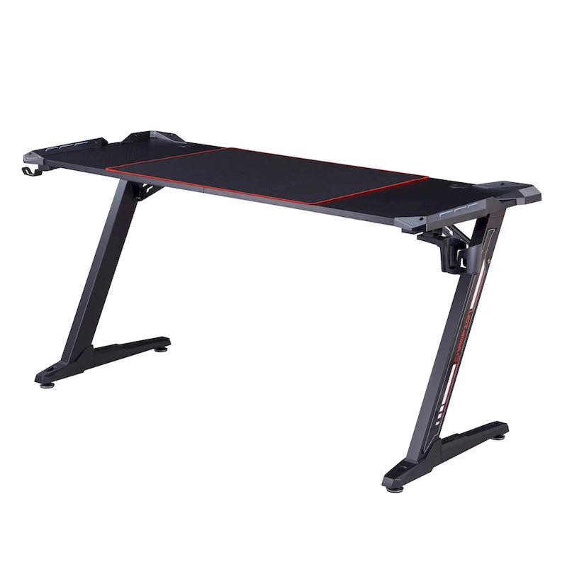 Bureau d'ordinateur moderne en acier noir de 67 pouces avec USB