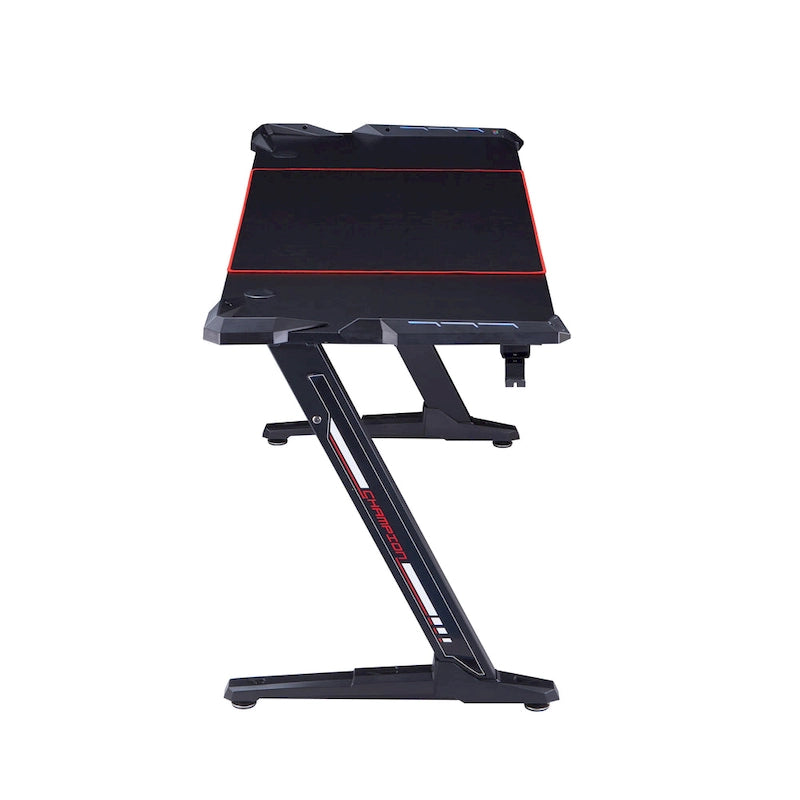 Bureau d'ordinateur moderne en acier noir de 67 pouces avec USB