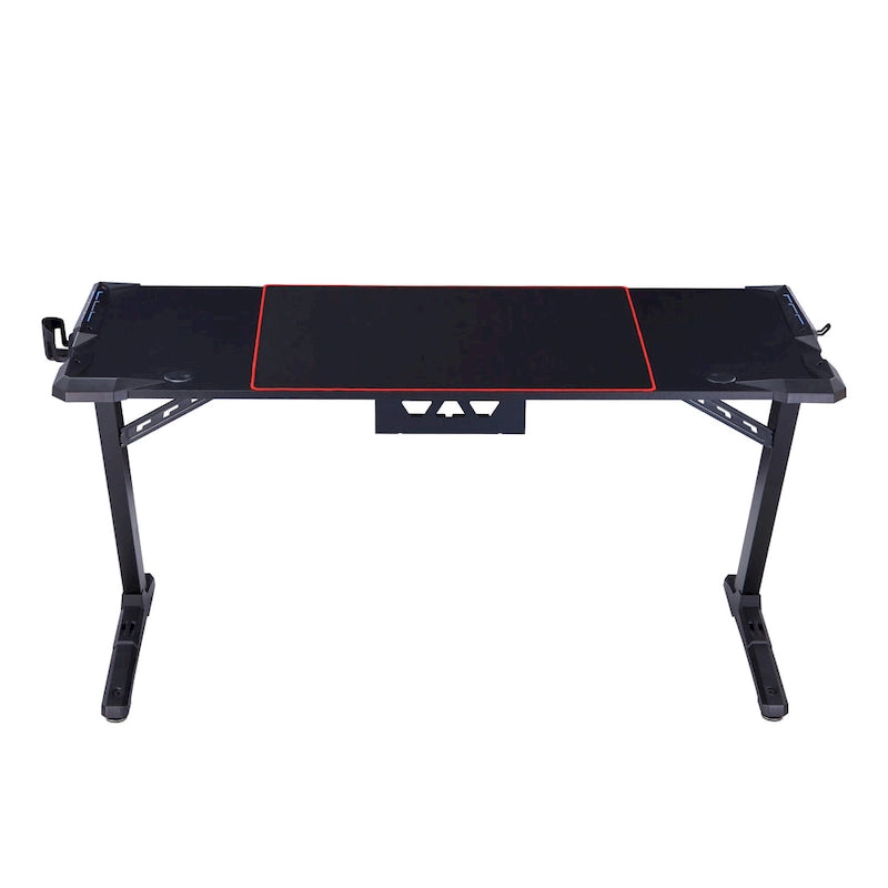 Bureau d'ordinateur moderne en acier noir de 67 pouces avec USB