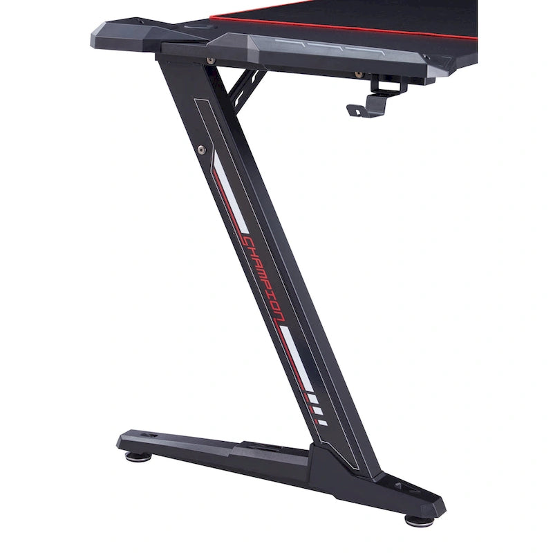 Bureau d'ordinateur moderne en acier noir de 67 pouces avec USB