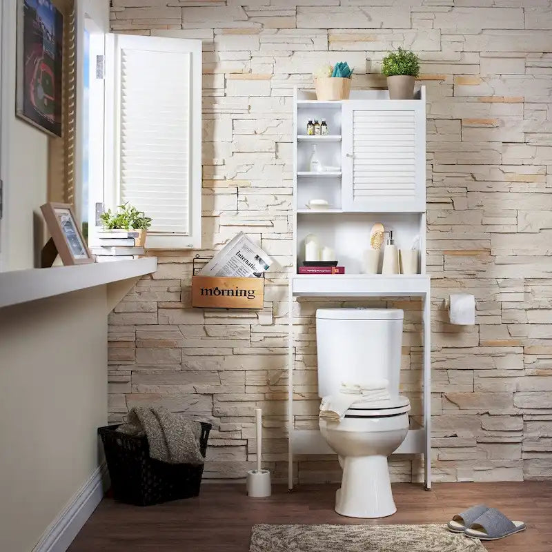Armoire gain de place moderne blanche à 7 étagères