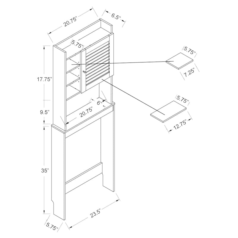 Armoire gain de place moderne blanche à 7 étagères
