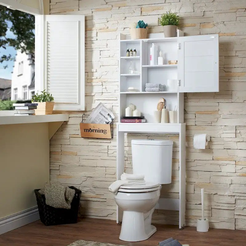 Armoire gain de place moderne blanche à 7 étagères