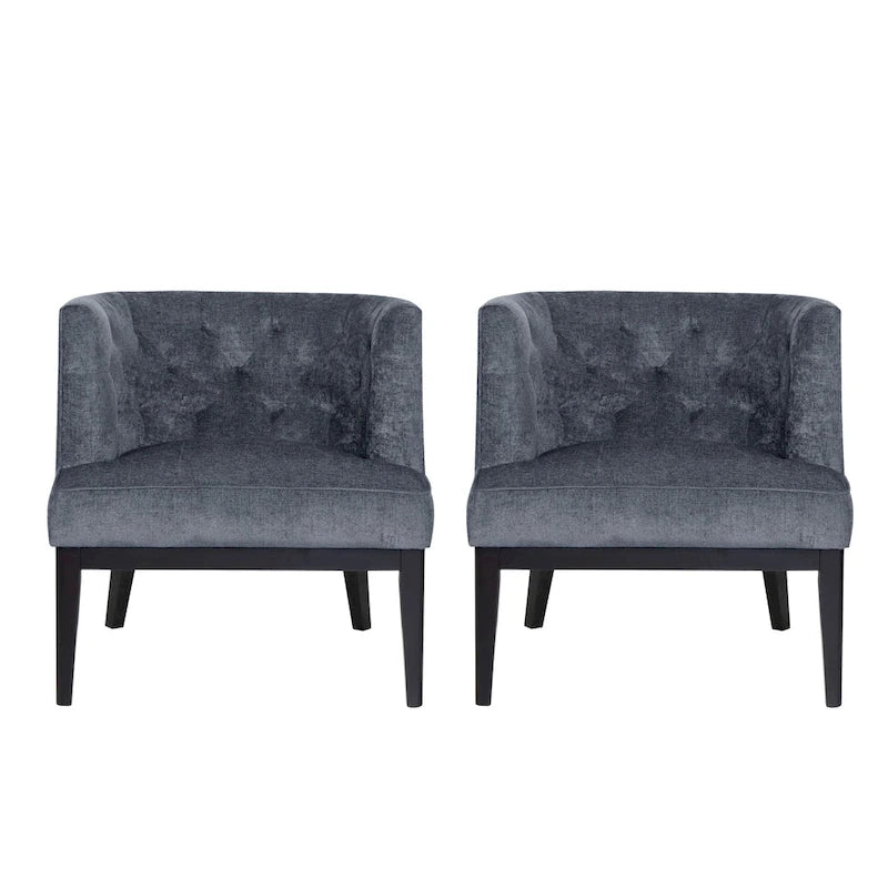 Fauteuils d'appoint capitonnés en tissu ou en similicuir (Lot de 2)