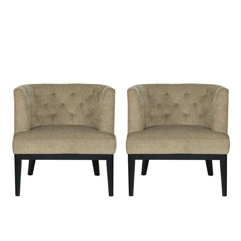 Fauteuils d'appoint capitonnés en tissu ou en similicuir (Lot de 2)
