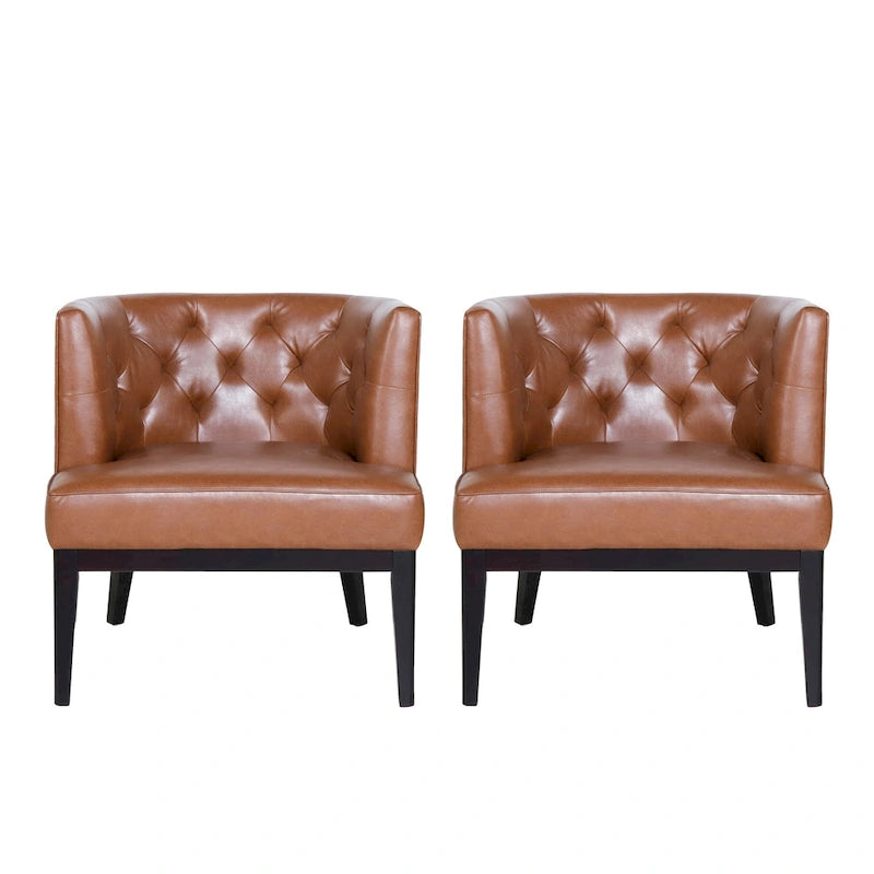Fauteuils d'appoint capitonnés en tissu ou en similicuir (Lot de 2)