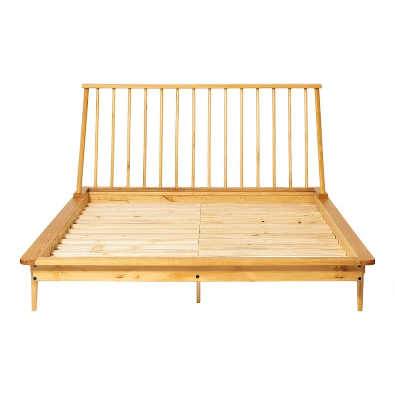 Lit plate-forme à fuseaux en bois massif