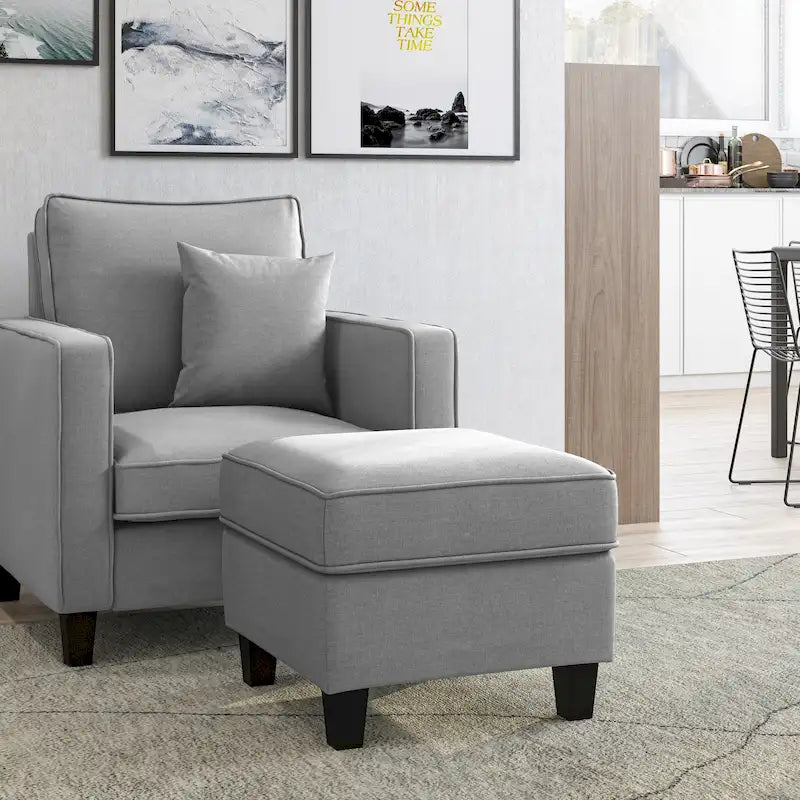 Fauteuil d'appoint 2 pièces avec pouf