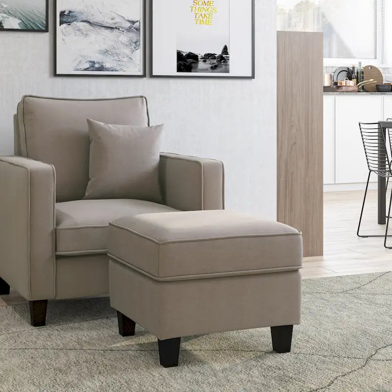 Fauteuil d'appoint 2 pièces avec pouf