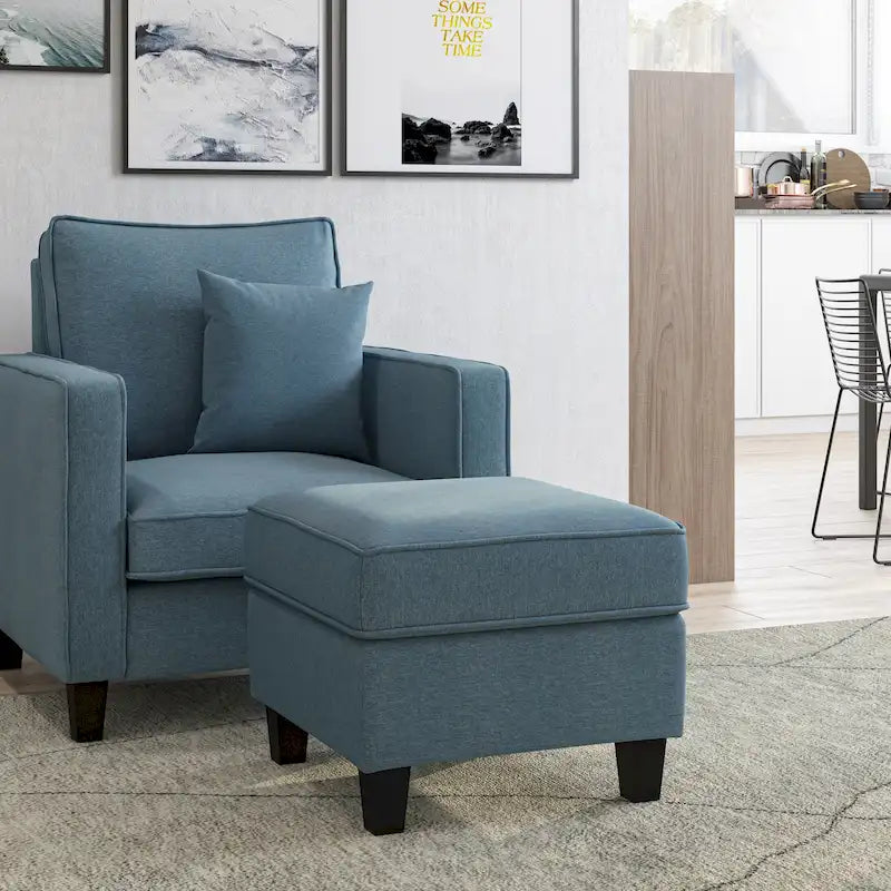 Fauteuil d'appoint 2 pièces avec pouf