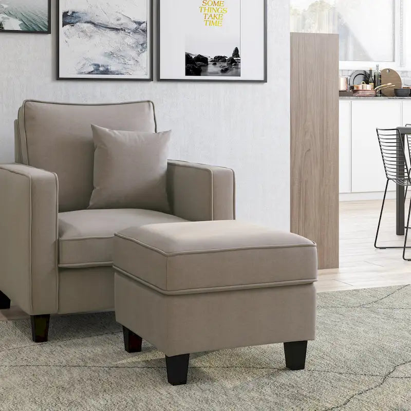 Fauteuil d'appoint 2 pièces avec pouf