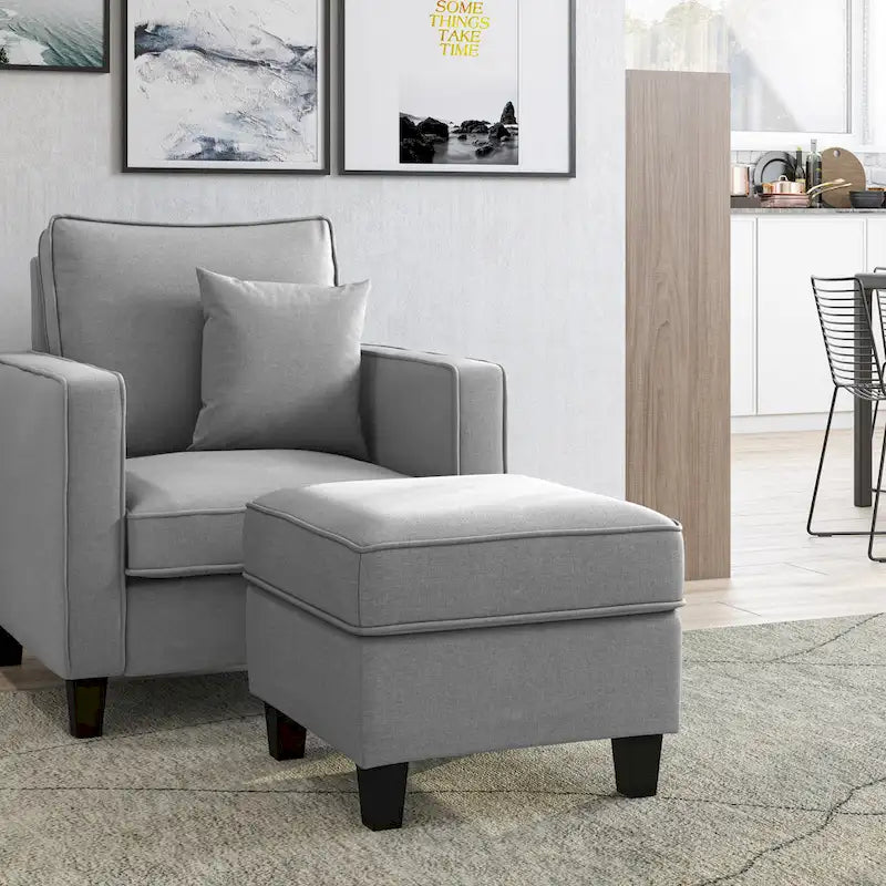 Fauteuil d'appoint 2 pièces avec pouf