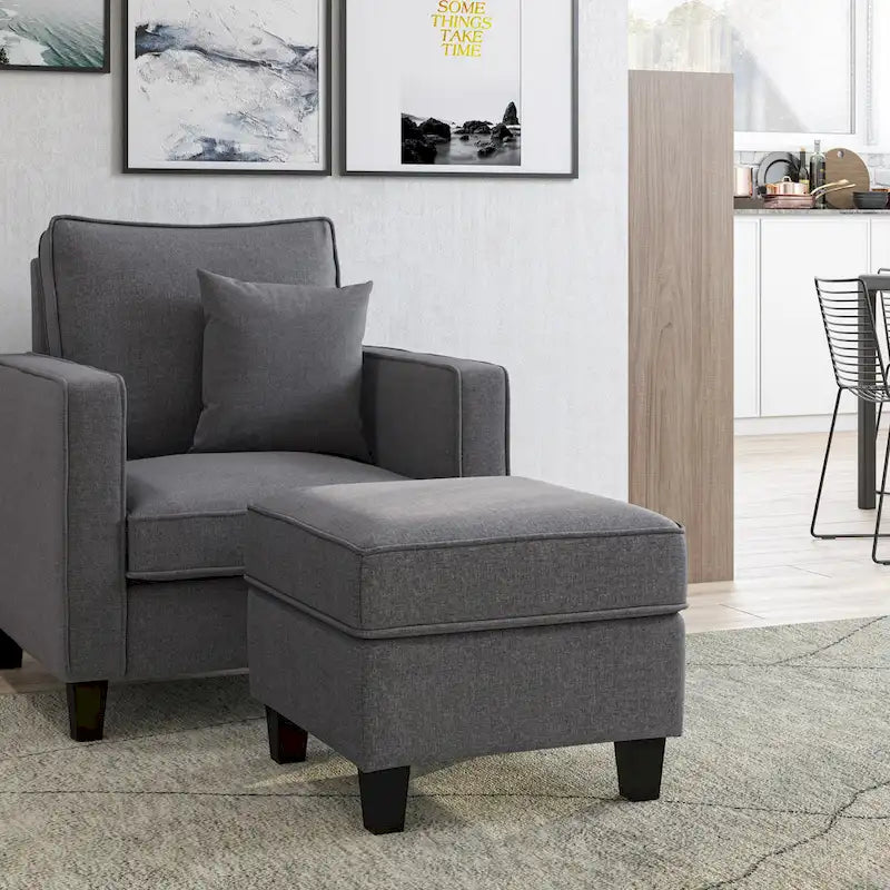 Fauteuil d'appoint 2 pièces avec pouf