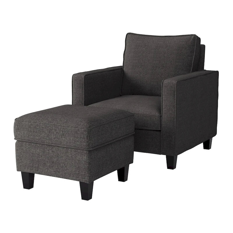 Fauteuil d'appoint 2 pièces avec pouf