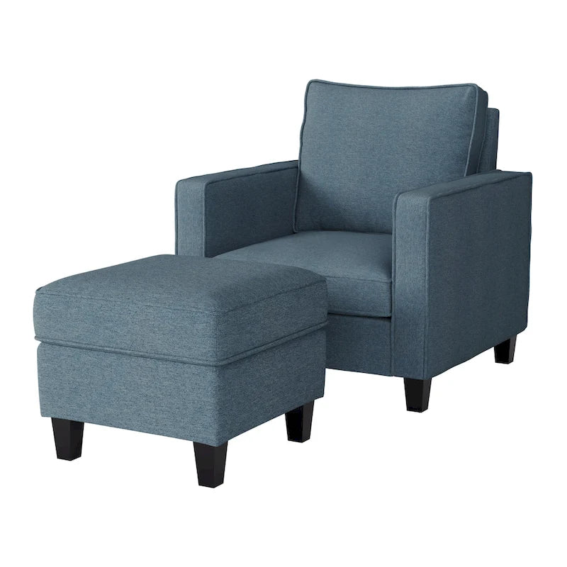 Fauteuil d'appoint 2 pièces avec pouf