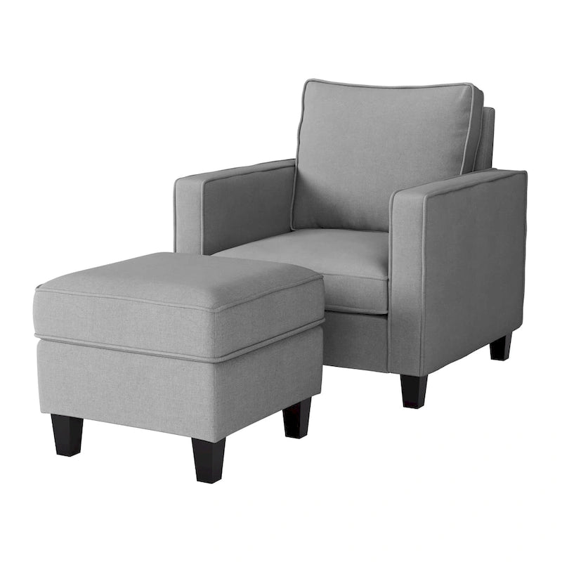 Fauteuil d'appoint 2 pièces avec pouf
