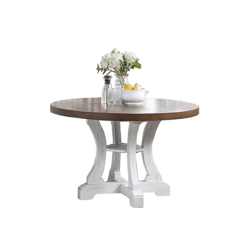 Table à manger ronde rustique sur pied central