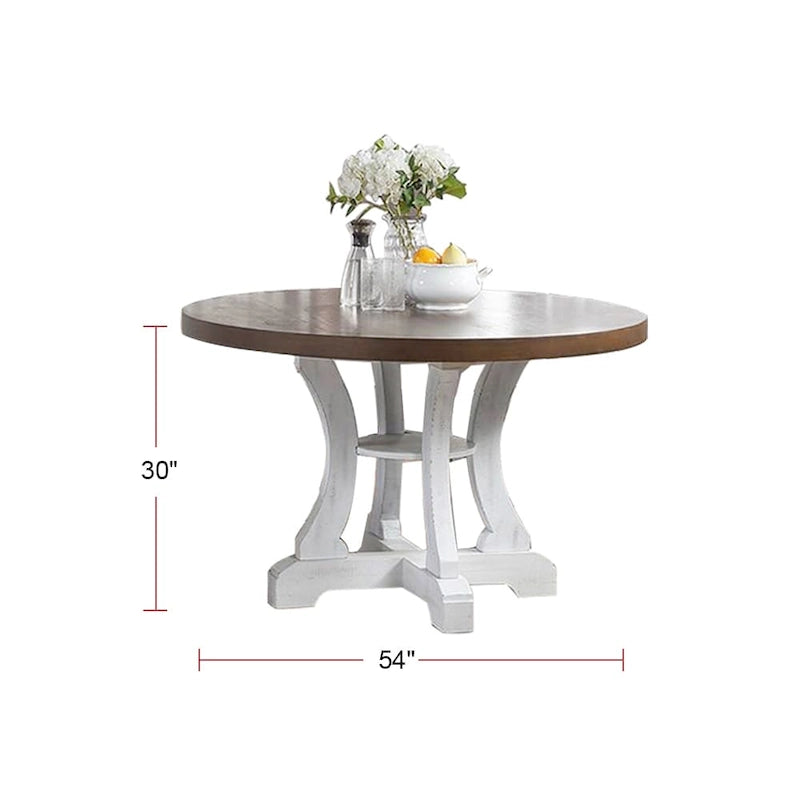 Table à manger ronde rustique sur pied central