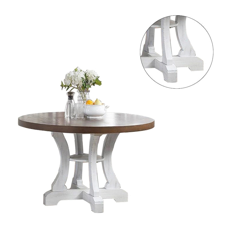 Table à manger ronde rustique sur pied central