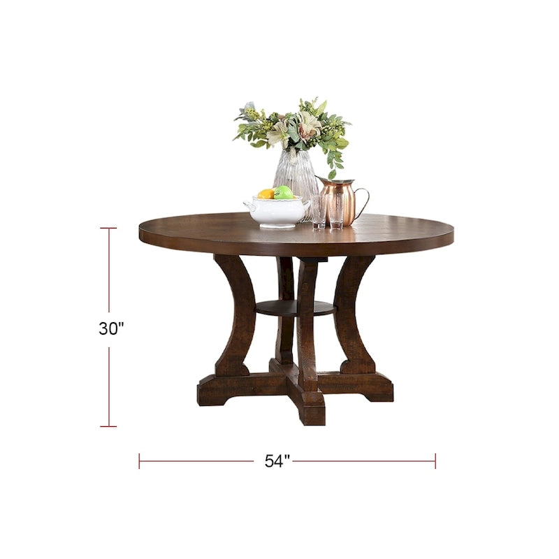 Table à manger ronde rustique sur pied central