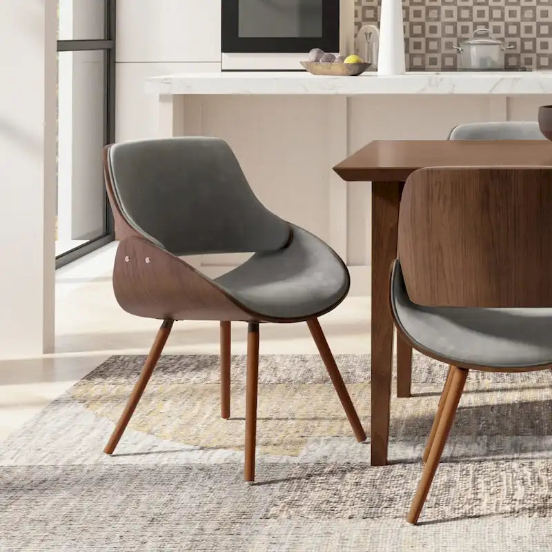 Chaise de salle à manger en bois courbé de style moderne du milieu du siècle