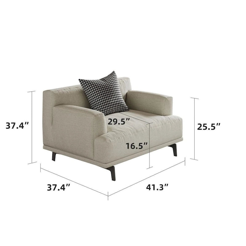 Canapé moderne en coton et lin gris