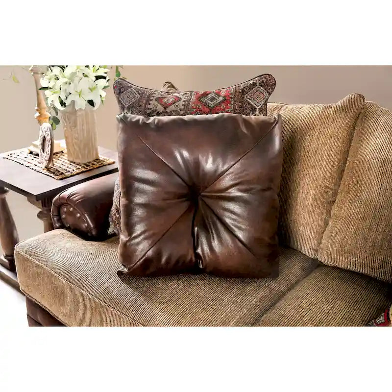 Causeuse traditionnelle en similicuir marron