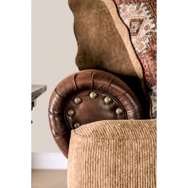 Causeuse traditionnelle en similicuir marron