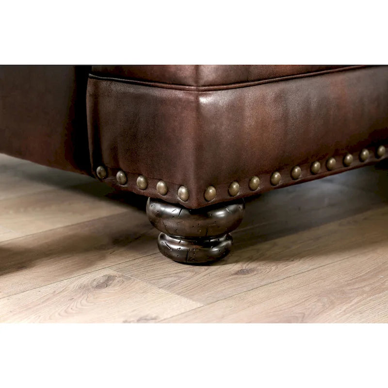 Causeuse traditionnelle en similicuir marron