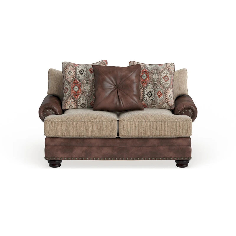 Causeuse traditionnelle en similicuir marron