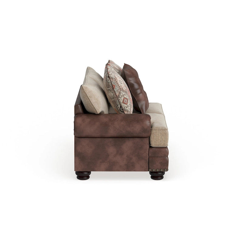 Causeuse traditionnelle en similicuir marron