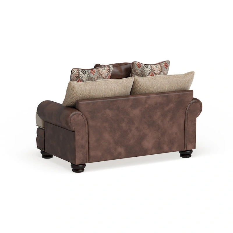 Causeuse traditionnelle en similicuir marron