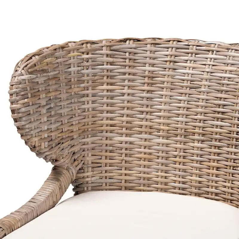 Chaise de salle à manger en rotin Kubu naturel gris et bois d'acajou