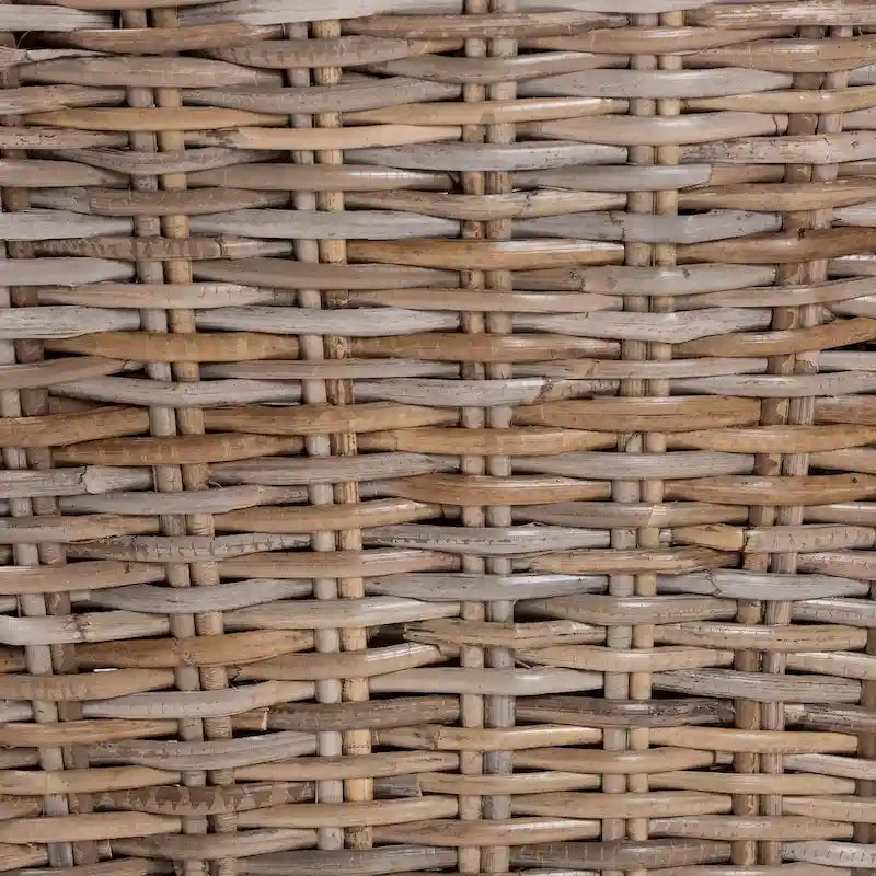 Chaise de salle à manger en rotin Kubu naturel gris et bois d'acajou
