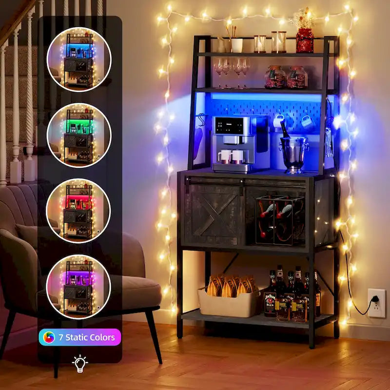 Étagère de cuisine à 5 niveaux pour boulanger avec éclairage LED et rangement coulissant