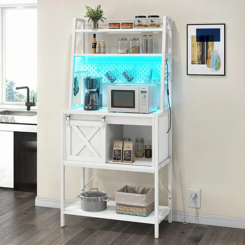Étagère de cuisine à 5 niveaux pour boulanger avec éclairage LED et rangement coulissant