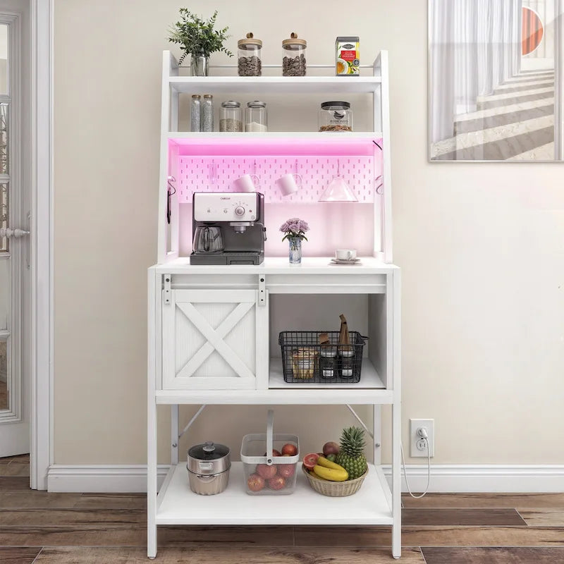 Étagère de cuisine à 5 niveaux pour boulanger avec éclairage LED et rangement coulissant