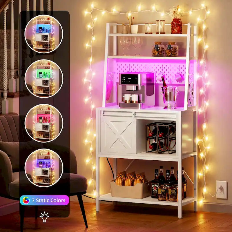 Étagère de cuisine à 5 niveaux pour boulanger avec éclairage LED et rangement coulissant