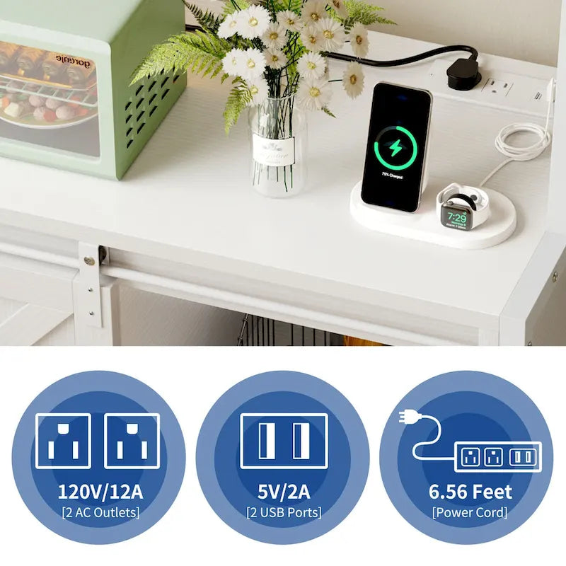 Étagère de cuisine à 5 niveaux pour boulanger avec éclairage LED et rangement coulissant