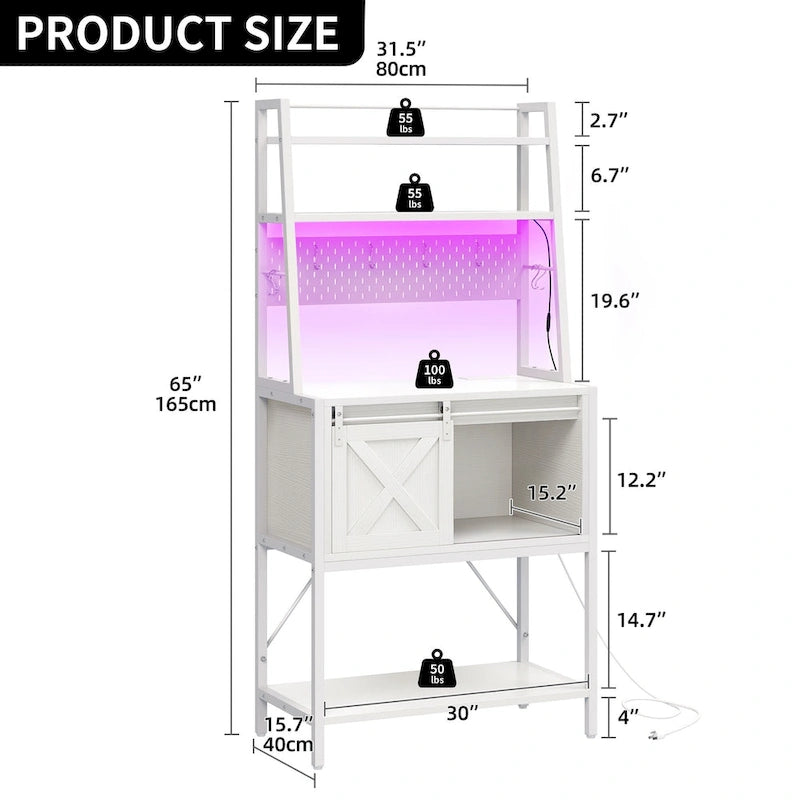 Étagère de cuisine à 5 niveaux pour boulanger avec éclairage LED et rangement coulissant