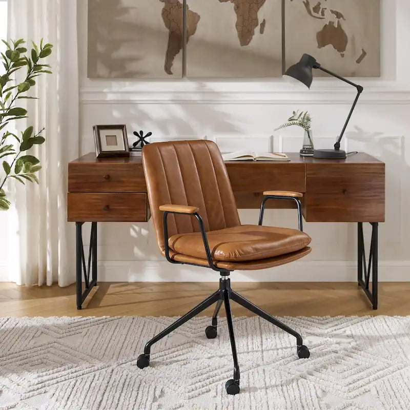 Fauteuil d'appoint pivotant en similicuir