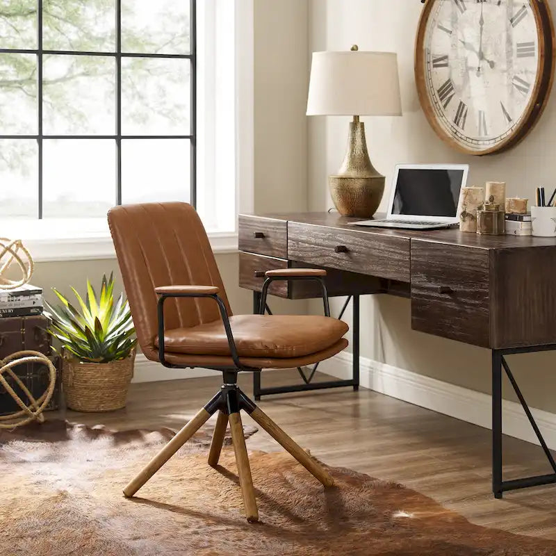 Fauteuil d'appoint pivotant en similicuir