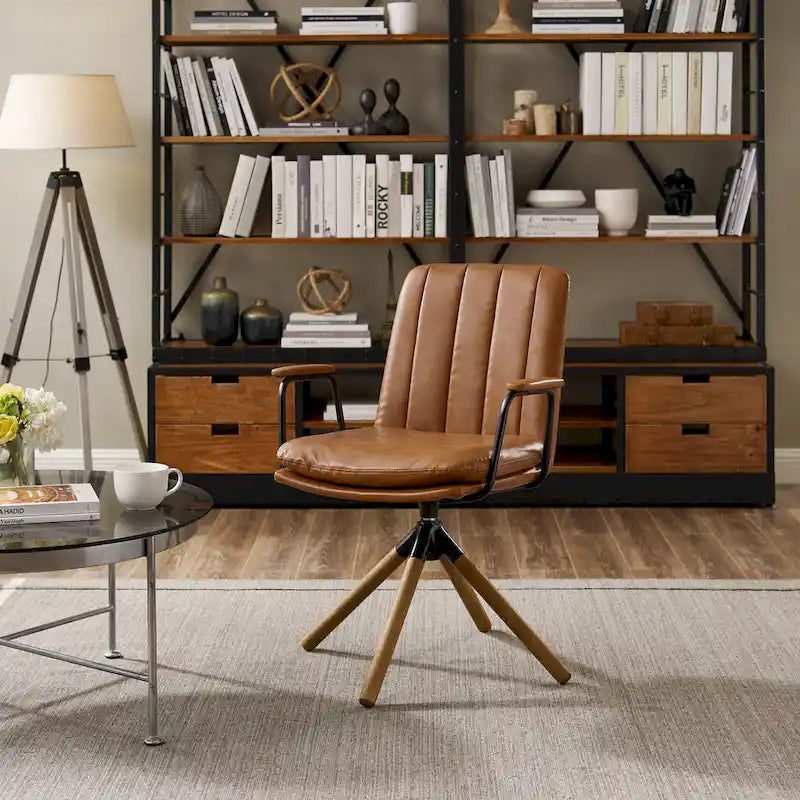 Fauteuil d'appoint pivotant en similicuir